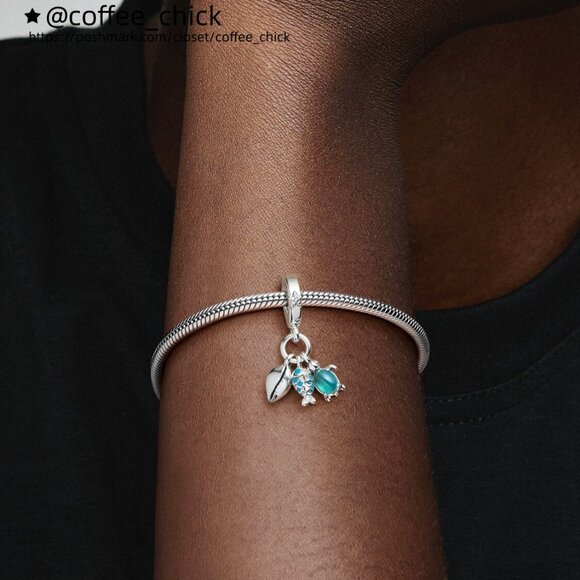 Pandora Fish, Sea Turtle & Conch Triple Dangle Charm - Picture 5 of 6